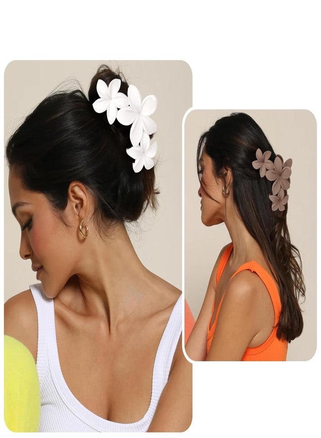 VORSET 2 Pcs Flower Hair Claw Clips for Women Girls | Large Matte Butterfly Clamps for Thick & Thin Hair | Stylish Non-Slip Hair Accessories for Bun, Ponytail & Daily Use - Image 1