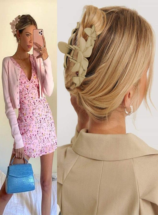 VORSET 2 Pcs Flower Hair Claw Clips for Women Girls | Large Matte Butterfly Clamps for Thick & Thin Hair | Stylish Non-Slip Hair Accessories for Bun, Ponytail & Daily Use - Image 5