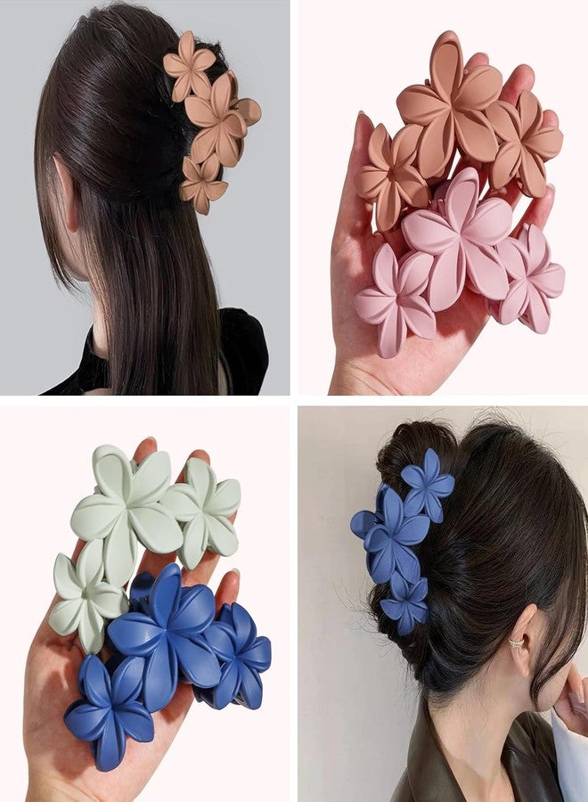 VORSET 2 Pcs Flower Hair Claw Clips for Women Girls | Large Matte Butterfly Clamps for Thick & Thin Hair | Stylish Non-Slip Hair Accessories for Bun, Ponytail & Daily Use - Image 3