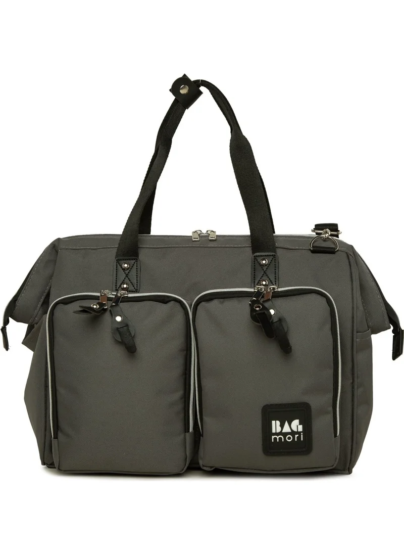Bagmori Gray Shoulder Double Pocket Mother Baby Bag