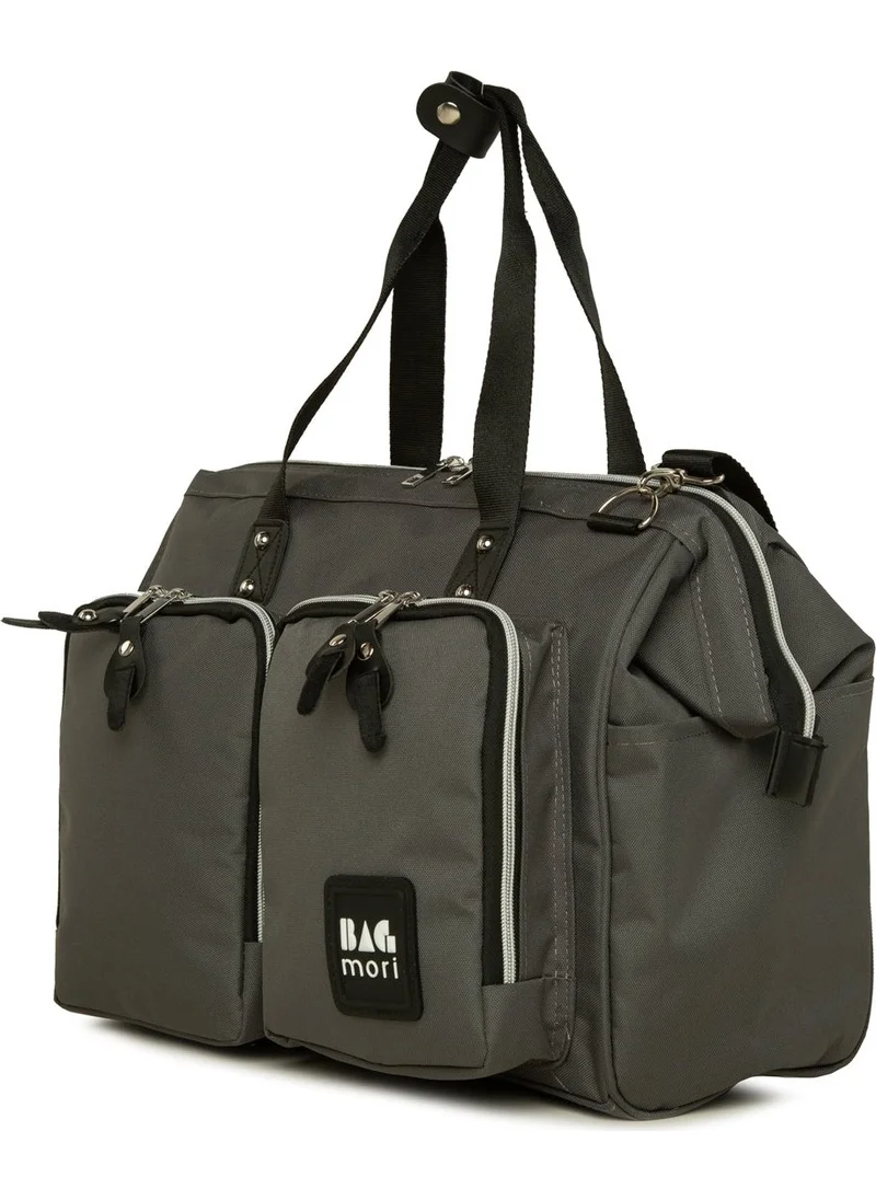 Bagmori Gray Shoulder Double Pocket Mother Baby Bag