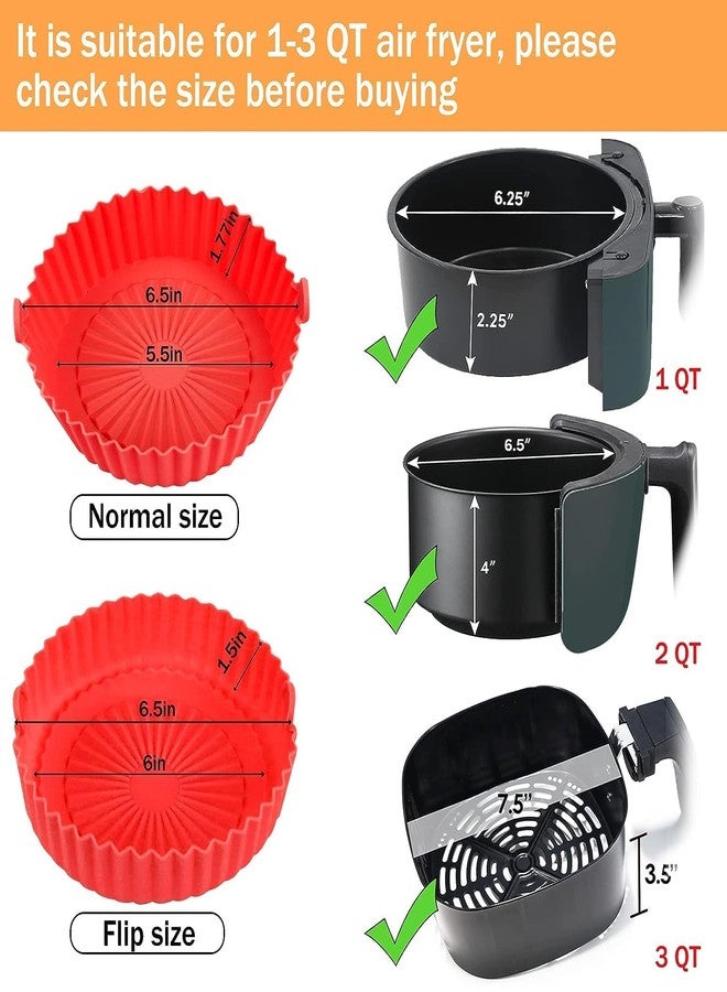 YIZIKA Air Fryer Silicone Round Shape Liners Basket Reusable Baking Tray Cooking Parchment Liner Paper Bowl Oven Accessories Ideal for Home (Top 6.5In / Bottom 5.5In) (Pack of 2), Standard - Image 4