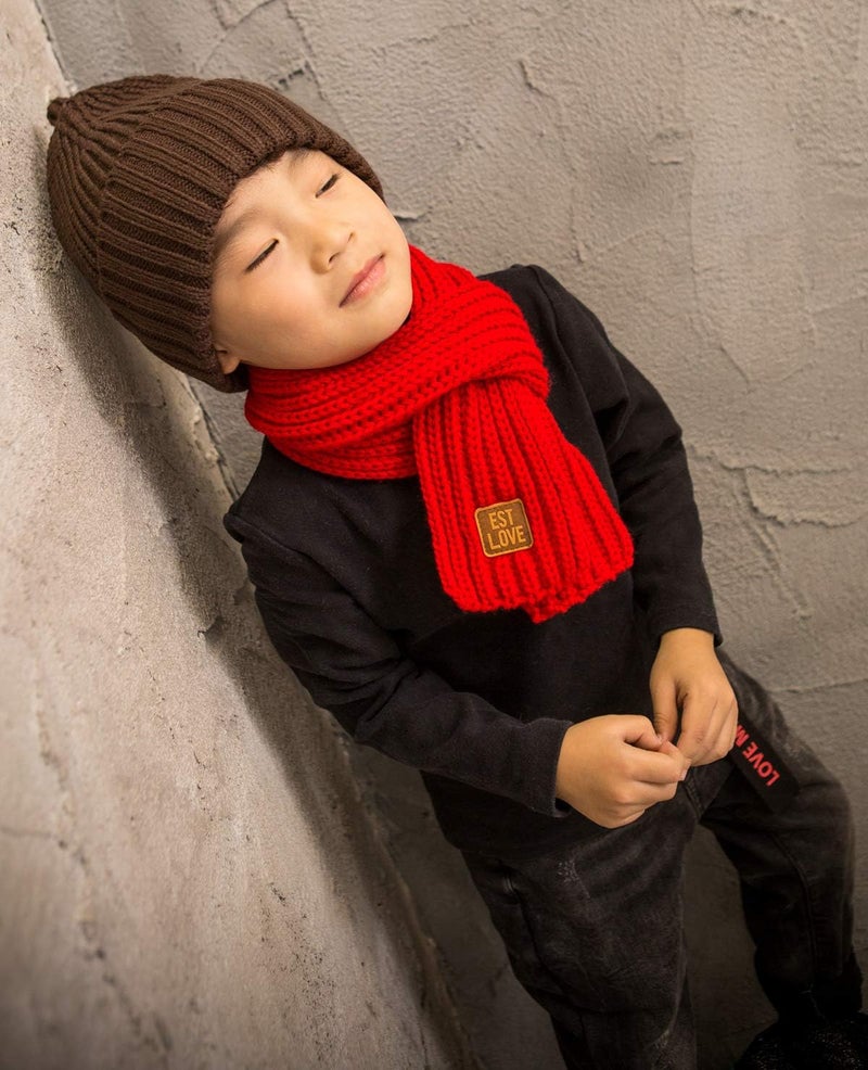 Levao Kids Winter Knitted Warm Scarf Boys Girls Toddlers Solid Color Soft Scarfs Neck Warmer - Image 5