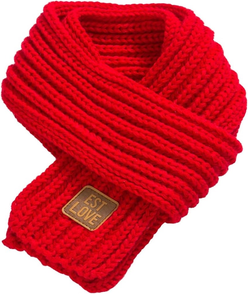 Levao Kids Winter Knitted Warm Scarf Boys Girls Toddlers Solid Color Soft Scarfs Neck Warmer - Image 1
