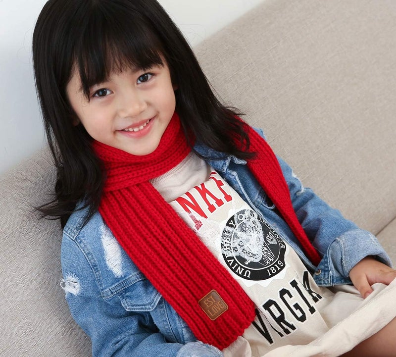 Levao Kids Winter Knitted Warm Scarf Boys Girls Toddlers Solid Color Soft Scarfs Neck Warmer - Image 4