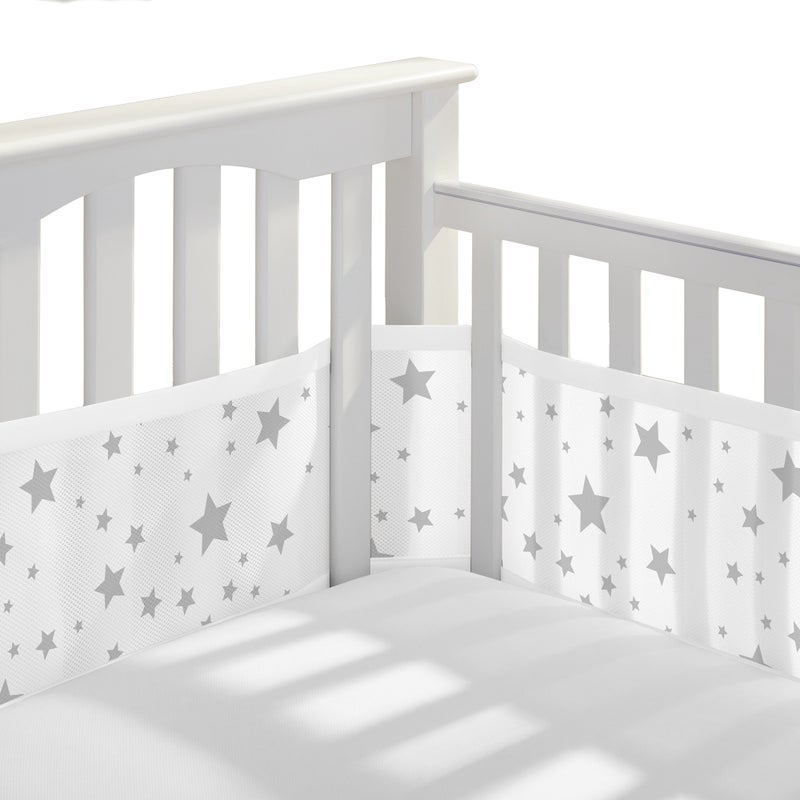 BreathableBaby Breathable Mesh Liner for Full-Size Cribs, Classic 3mm Mesh, Starlight (Size 4FS Covers 3 or 4 Sides) - Image 1