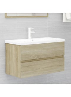 vidaxl Sink Cabinet Sonoma Oak 80x38.5x45 cm Engineered Wood  - Image 1