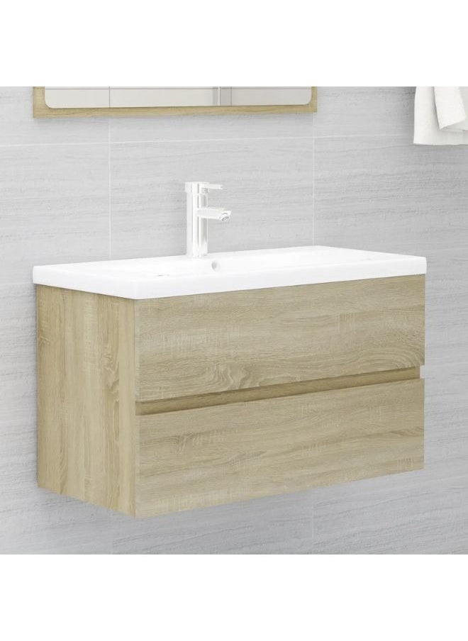 vidaxl Sink Cabinet Sonoma Oak 80x38.5x45 cm Engineered Wood  - Image 1