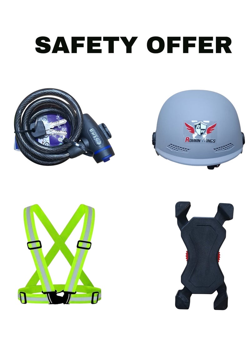Aster All-in-One Scooter & Bike Safety Kit Premium Helmet | Safety Jacket | Lock | Mobile Holder - Image 1