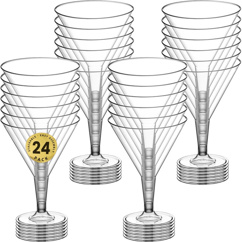DecorRack 24 Glasses, 7 Oz BPA-Free Plastic Party Cups, Perfect for Outdoor Parties, Weddings, Picnics, Stackable Stemmed, Reusable, Disposable Glasses (Pack of 24) - Image 2