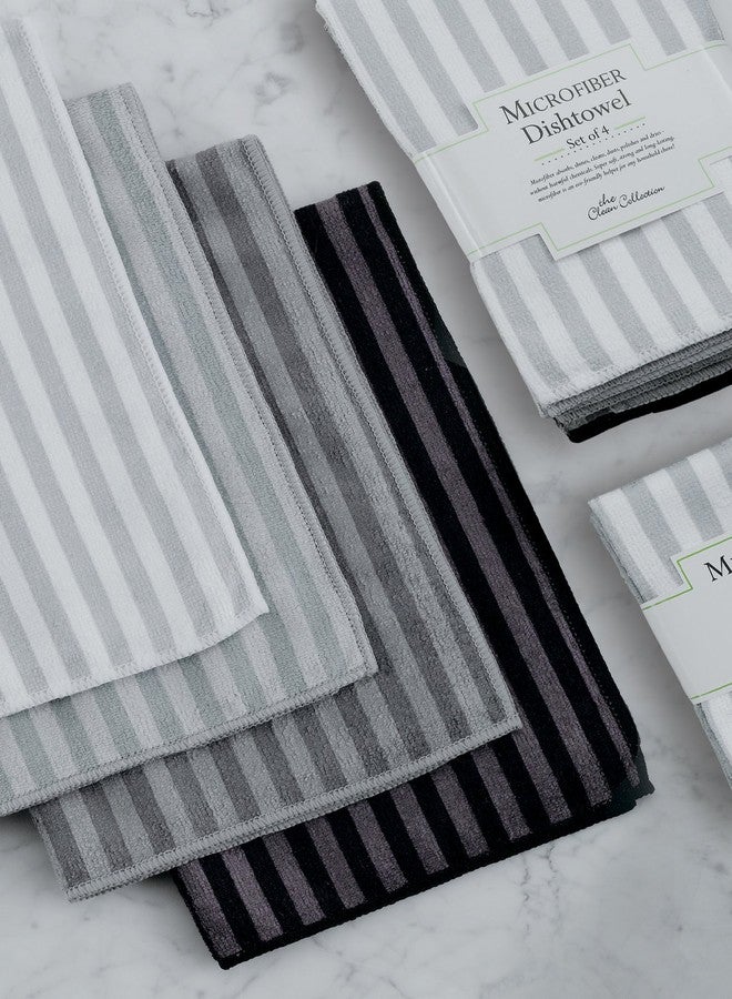 DII Cleaning Collection Microfiber Set, Dishcloth and Dishtowel Set, Gray Stripe, 8 Piece - Image 2