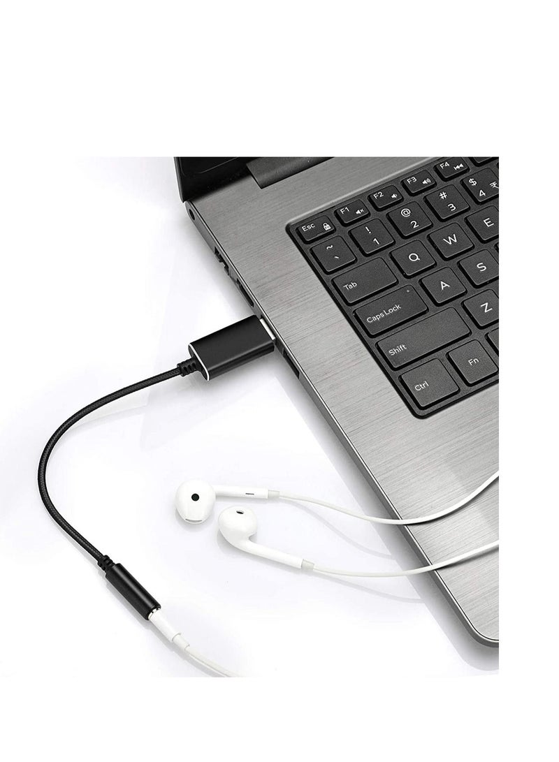 SYOSI 2 Pack Audio Adapter External Stereo Sound Card USB to Headphone Audio Jack Adapter with 3.5mm Aux TRRS Jack and Durable Braided Cable Compatible for Mac, PS4, PC, Laptop, Desktops, Windows - Image 2