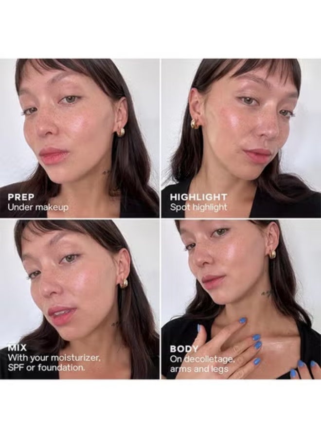 Saie Mini Glowy Super Gel Lightweight Illuminator 15ml - Luminizer + Makeup Primer For Glowing Skin - Enriched With Vitamin C + Hydrating Squalane Oil - Wear Alone Or Under Makeup - Starglow - Image 3