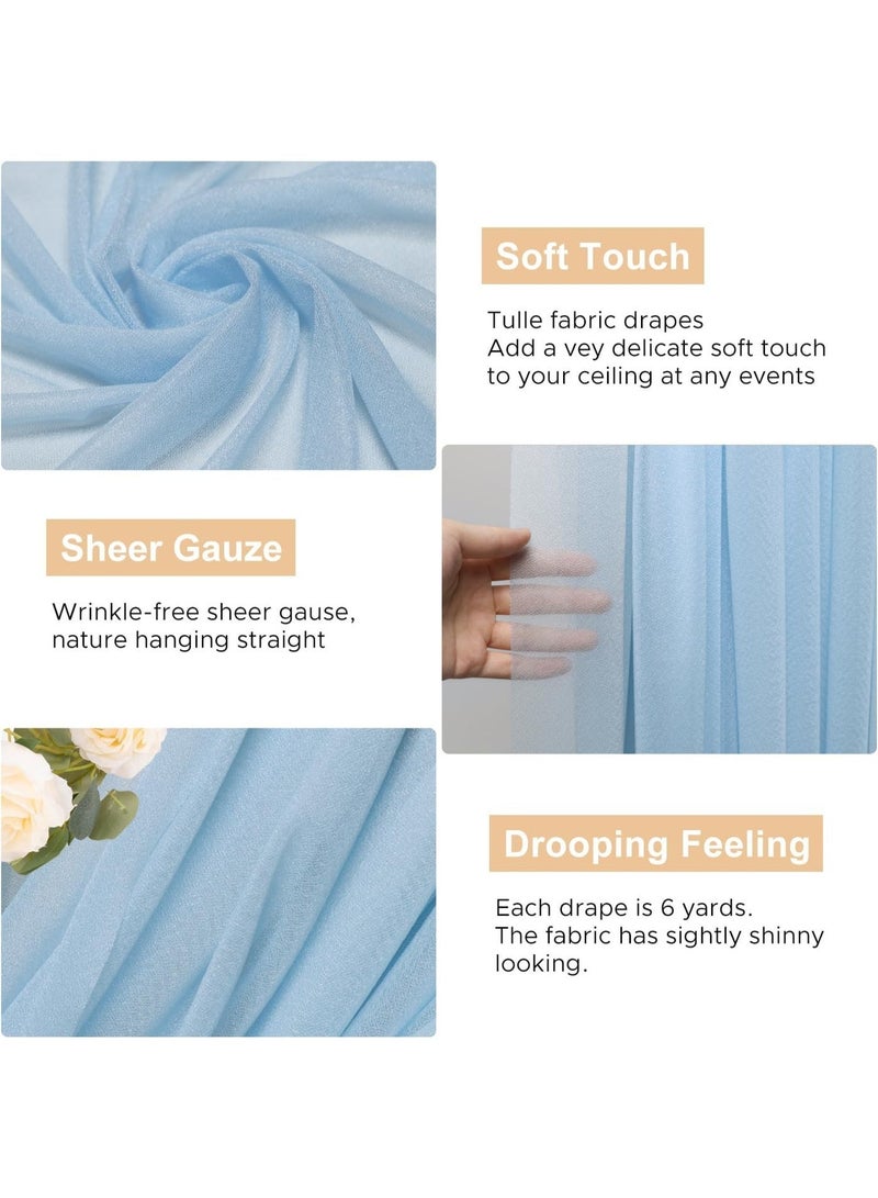 RATSAW 75 x 600 cm Wedding Arch Draping Sheer Fabric for Ceremony Party Reception Decorations  Light Blue - Image 2