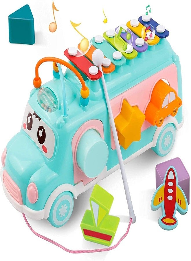 PROBABE Musical Activity Bus Toy for Baby | Educational Pull-Along Bus with Xylophone, Shape Sorter, Matching Blocks & Learning Features for Toddlers and Babies 1 -2 Years - Image 1