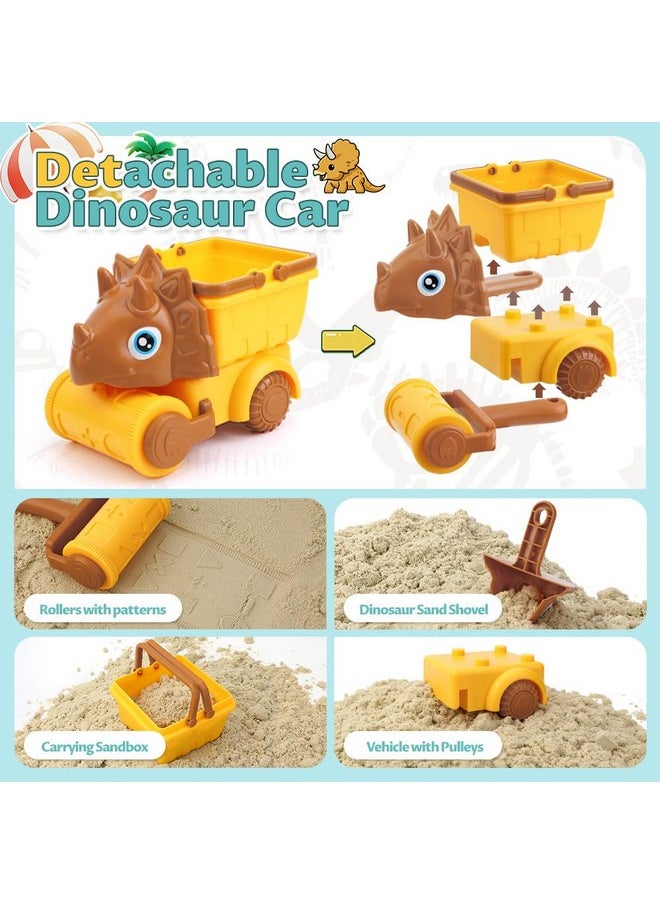 Mini Tudou - Beach Toys For Kids,Dinosaur Themed Sandbox Toys With Dino Water Wheel,Toddler Sand Toys With Dino Sand Molds,Sand Buckets,Shovels And Watering Can,Outdoor Toys With Mesh Bag For Kids Boys - Image 1