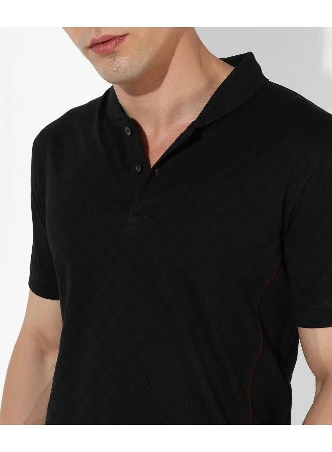 Campus Sutra Men's Solid Black Regular Fit Casual T-Shirt