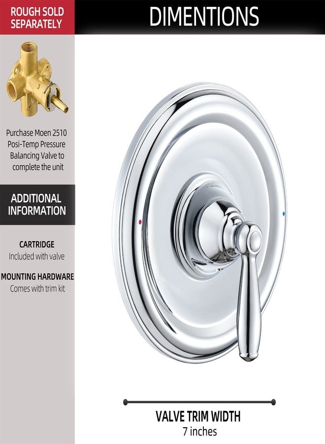 Tearel Pressure Balancing Tub and Shower Trim Kit, Compatible with Moen Posi-Temp Valve, Chrome - Image 4
