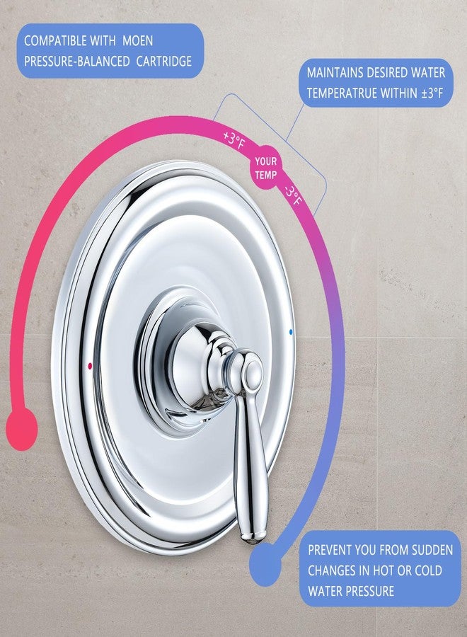 Tearel Pressure Balancing Tub and Shower Trim Kit, Compatible with Moen Posi-Temp Valve, Chrome - Image 5