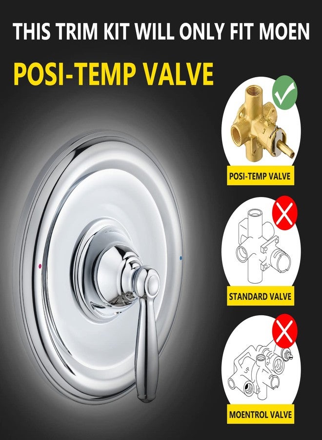 Tearel Pressure Balancing Tub and Shower Trim Kit, Compatible with Moen Posi-Temp Valve, Chrome - Image 2