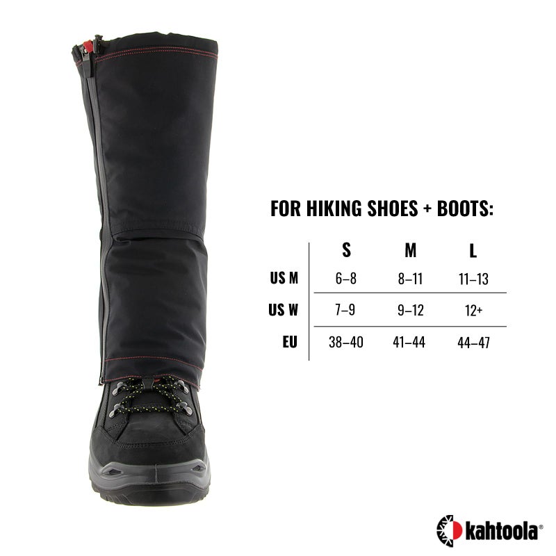 Kahtoola LEVAgaiter Tall GTX Gaiters, Waterproof Gore-TEX Shoe & Boot Protection for Mountaineering, Off-Trail Hiking in Mud, Snow & Ice - Black|Black - Medium - Image 5