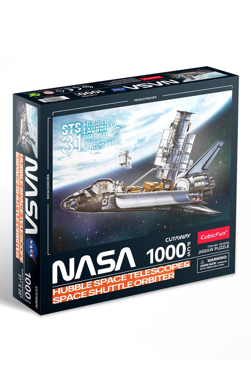 CubicFun Jigsaw Puzzle NASA Hubble Telescope + Discovery Space Shuttle Orbiter 1000-Pieces | No-Glue or Scissors Needed! | Puzzle for Adults | Kids Puzzle | Challenging Puzzle | Perfect for Stress Reliever and Puzzle Lovers | - Image 1