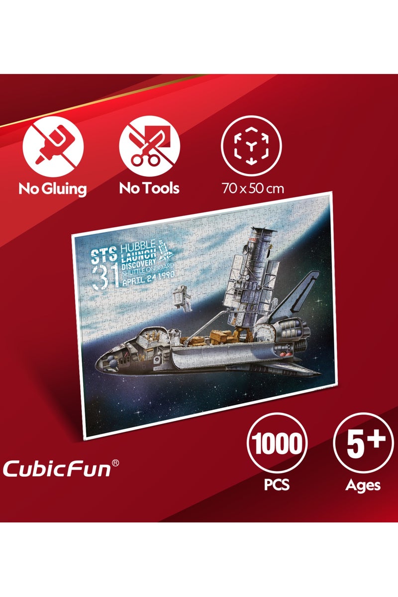 CubicFun Jigsaw Puzzle NASA Hubble Telescope + Discovery Space Shuttle Orbiter 1000-Pieces | No-Glue or Scissors Needed! | Puzzle for Adults | Kids Puzzle | Challenging Puzzle | Perfect for Stress Reliever and Puzzle Lovers | - Image 3
