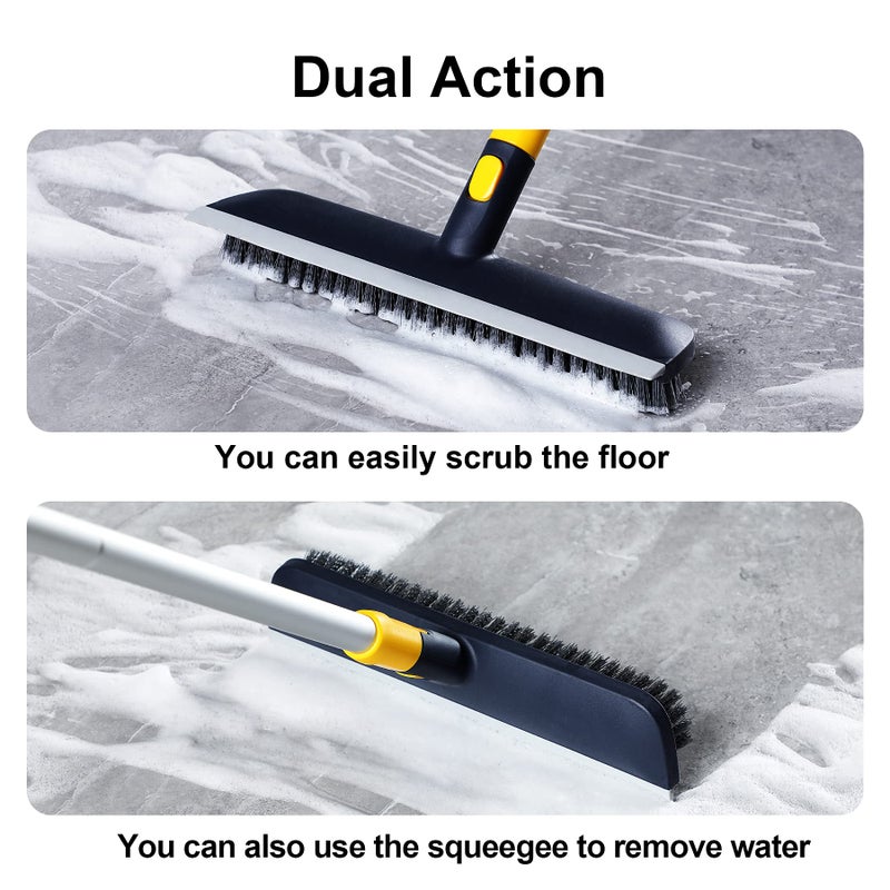 Yocada Floor Scrub Brush Telescopic Handle 2 in 1 Scrape Brush Stiff Bristle Shower Scrubber for Cleaning Patio Bathroom Garage Kitchen Wall Deck Tub Tile 55.9 inch Tall - Image 3