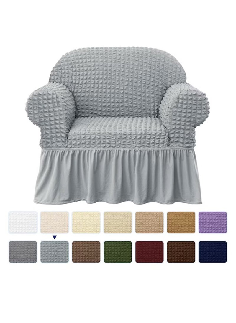 Arabest Elastic Sofa Cover with Skirt,Stretch Sofa Slipcover Furniture Protector Washable Soft Couch Cover for Living Room Elastic Fabric Sofa Cover with Skirt, For Living Room Bed Room For one seater sofa(light grey)  - Image 4