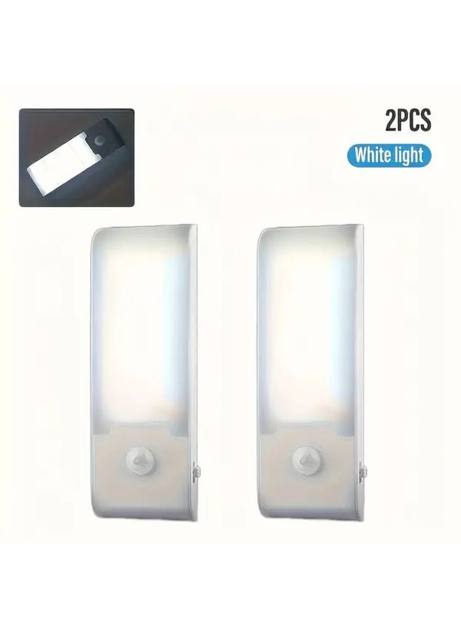 قطعتان من مصباح LED أبيض بحساس حركة للإنارة الليلي، قابلة لإعادة الشحن، مثبتة على الحائط مغناطيسيًا وقابلة لتعديل الإضاءة - Image 1