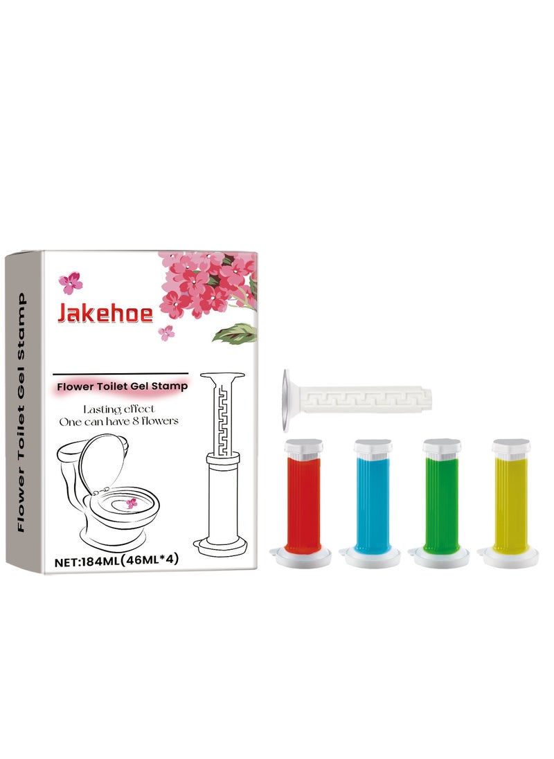 Jakehoe - 4pcs Toilet Cleaning Gel, Flower Fragrance Bathroom Deodorizer Bowl Cleaner Toilet Wand Refills, Toilet Refresh Flower Scent Gel, Toilet Air Freshener, Keep Clean And Long-Lasting Fragrance - Image 1