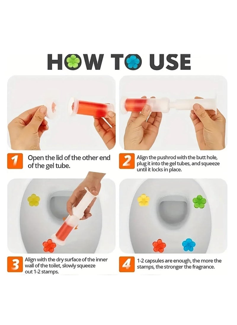 Jakehoe - 4pcs Toilet Cleaning Gel, Flower Fragrance Bathroom Deodorizer Bowl Cleaner Toilet Wand Refills, Toilet Refresh Flower Scent Gel, Toilet Air Freshener, Keep Clean And Long-Lasting Fragrance - Image 1
