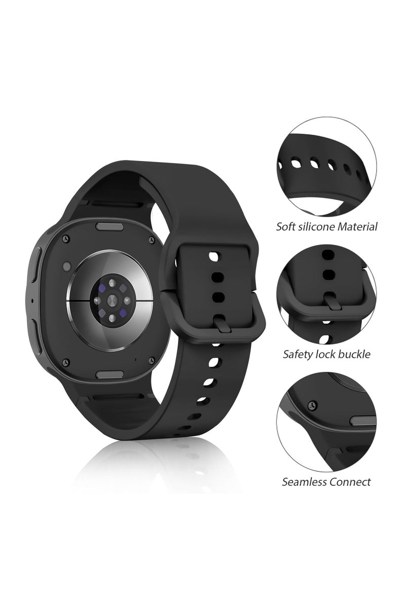 Strap for Samsung Galaxy Watch 8 40mm 44mm/8 Classic 46mm,No Gap Soft Silicone Band Waterproof Wristband for Samsung Galaxy Watch 8,Black - Image 2