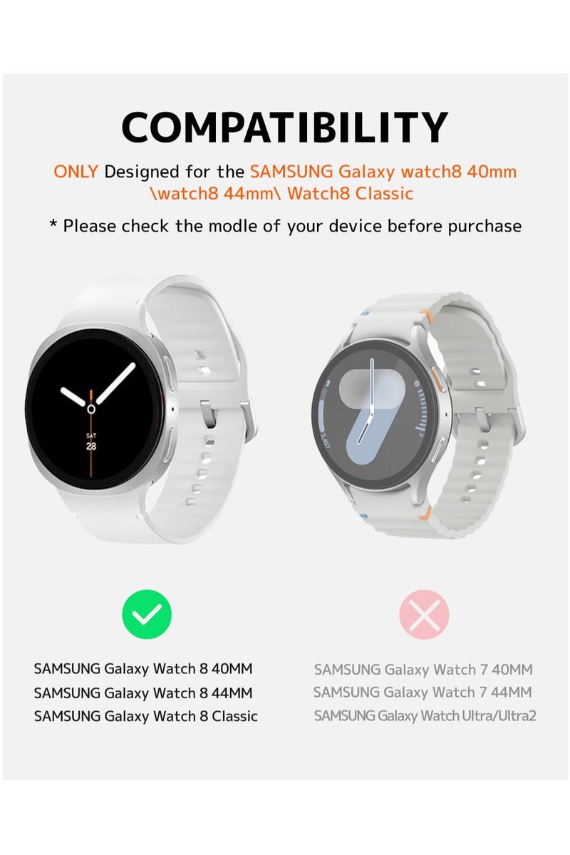 Strap for Samsung Galaxy Watch 8 40mm 44mm/8 Classic 46mm,No Gap Soft Silicone Band Waterproof Wristband for Samsung Galaxy Watch 8,Black - Image 3