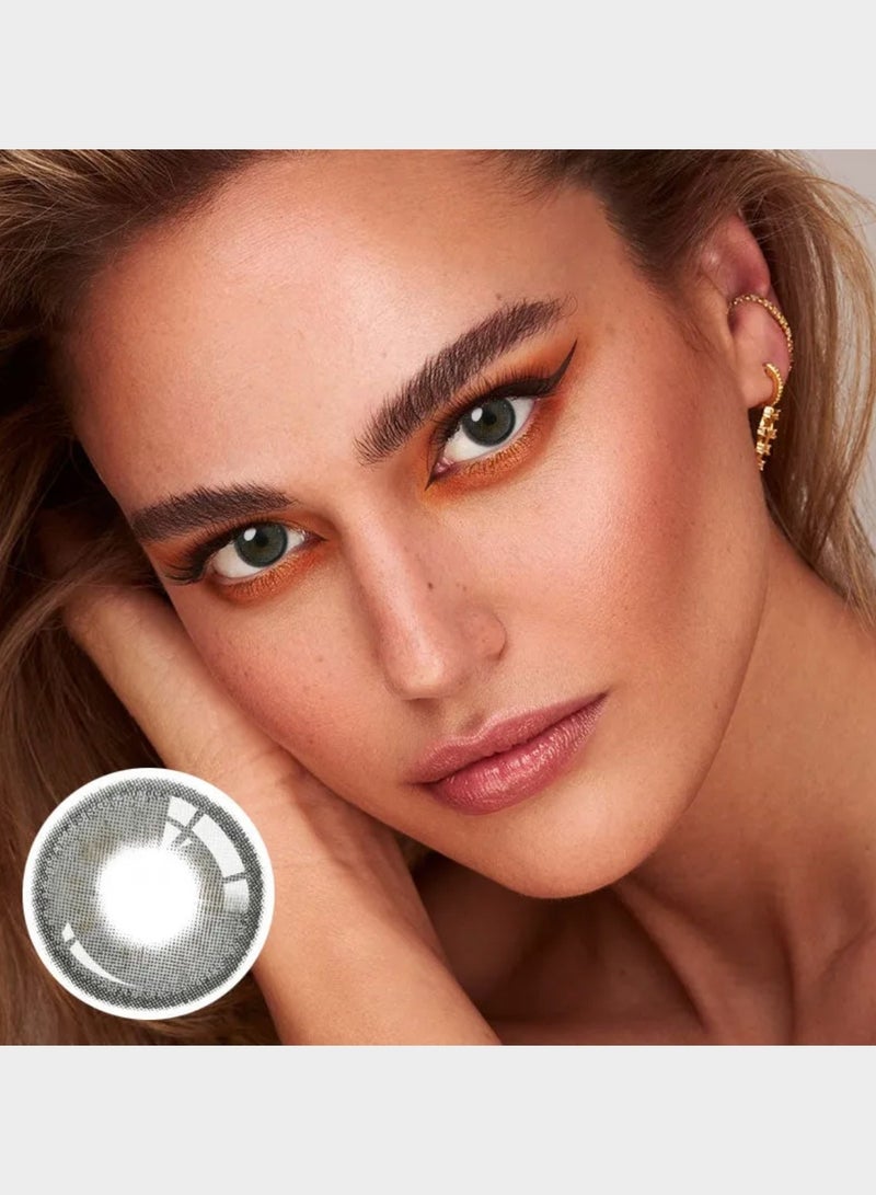 Unibling Snowflake Crystal Ball Yearly Colored Contact Lenses, Unisex Cosmetic Contact Lenses, Enlargement Collection, Light Gray, With Case - Image 2