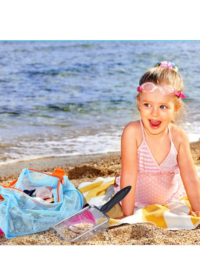 Large Beach Mesh Shovel with Mesh Beach Bag, Beach Sand Sifter for Shell Collecting, Shark Teeth Sifter, Filter Sand Scooper for Picking Up Shells - Image 2