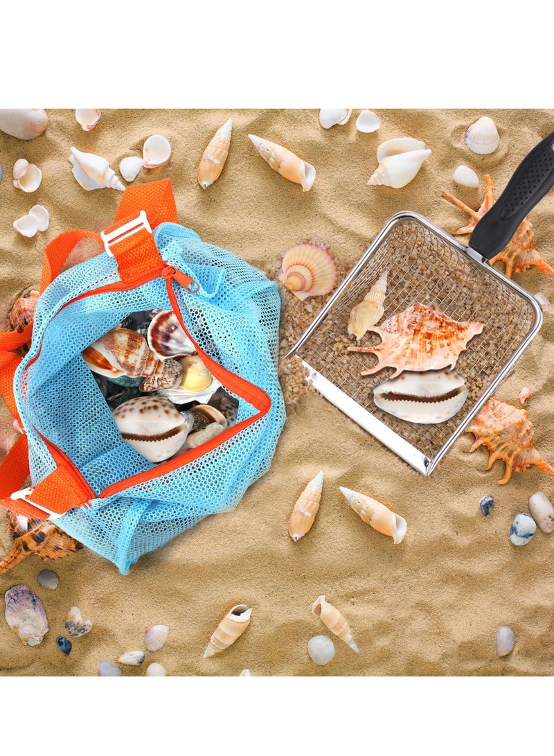Large Beach Mesh Shovel with Mesh Beach Bag, Beach Sand Sifter for Shell Collecting, Shark Teeth Sifter, Filter Sand Scooper for Picking Up Shells - Image 4