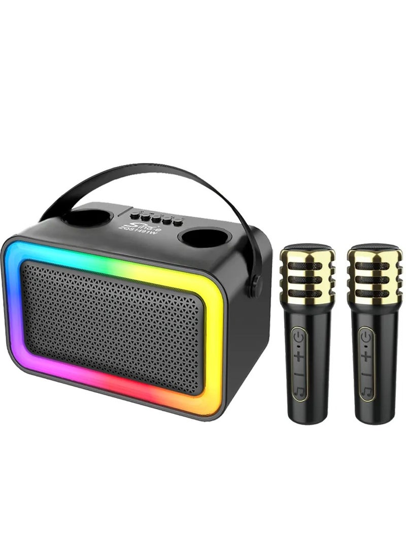 singe New 4 Inch Portable Bluetooth dj Home Speaker Set Party With 2 Wireless Microphone - Image 2