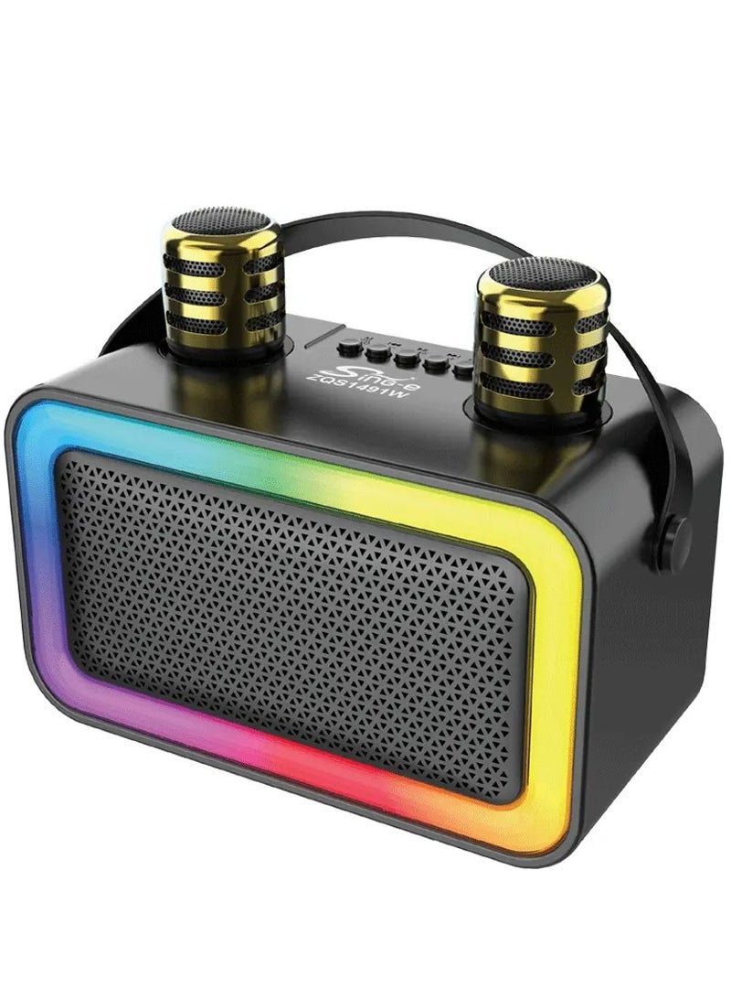 singe New 4 Inch Portable Bluetooth dj Home Speaker Set Party With 2 Wireless Microphone - Image 1