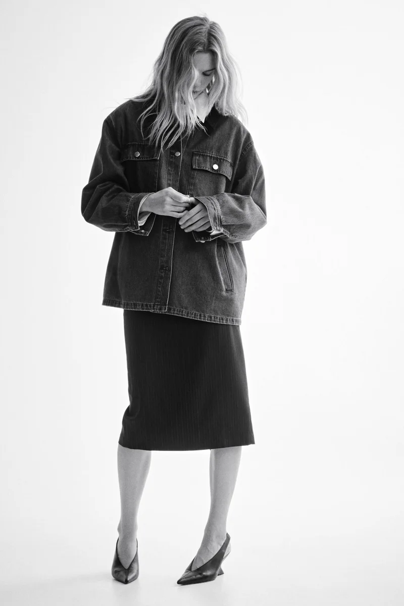H&M Corduroy-collar denim jacket