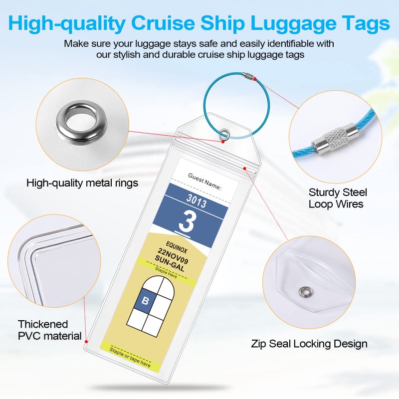 Maloun Cruise Luggage Tags for Royal Caribbean Ships and Celebrity, 6Pack Clear Tags Cruise Travel Essentials for 2024-2025 - Image 3