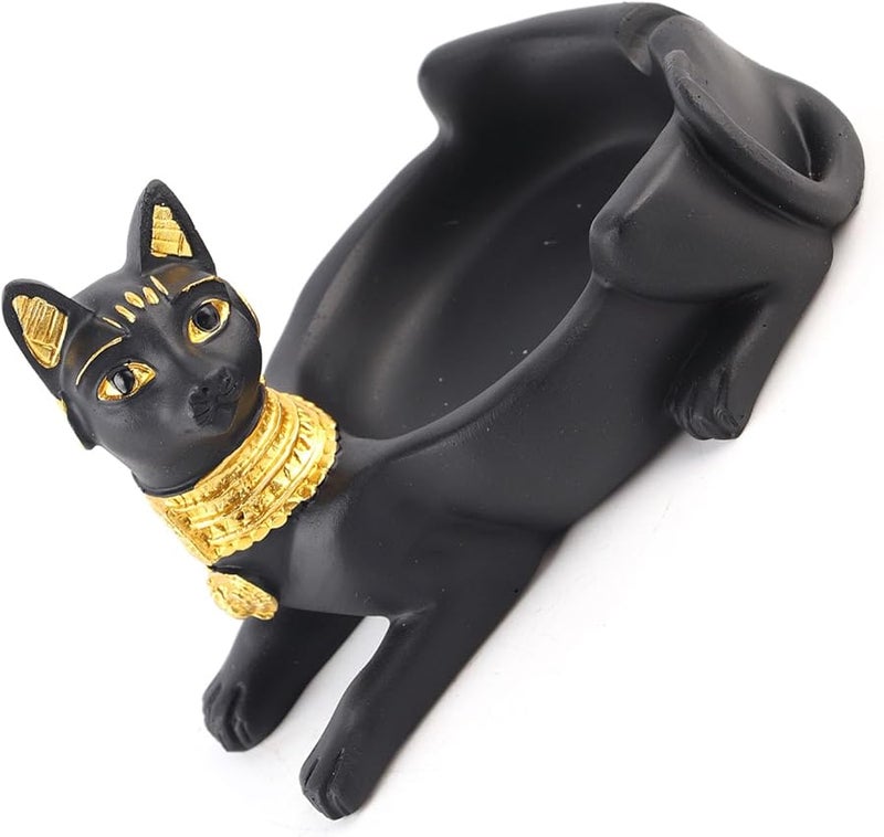 Egyptian Cat Shape Vintage Resin Ashtray 5 1 X 3 5in Desktop Decor For Home Office - Image 5
