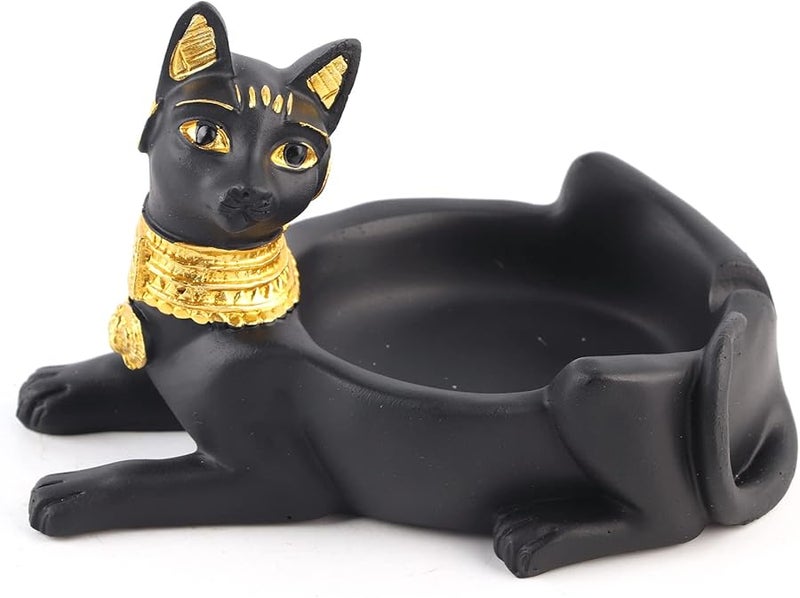 Egyptian Cat Shape Vintage Resin Ashtray 5 1 X 3 5in Desktop Decor For Home Office - Image 2