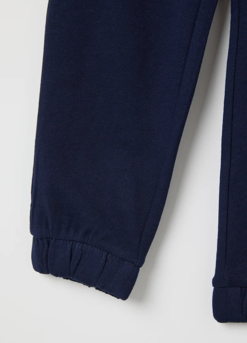 او في اس GIRLS' BLUE PURE COTTON REGULAR FIT TROUSERS