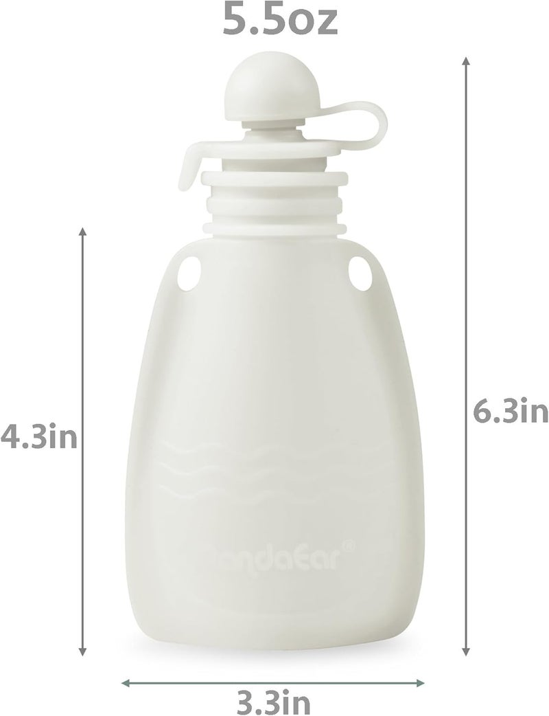 PandaEar 3 Pack Silicone Baby Food Pouches, Reusable Squeeze Pouches for Toddler with 3 Silicone Puree Feeder Spoon, BPA-Free Silicone Refillable Infant Food Storage, 5.5 oz - Image 4