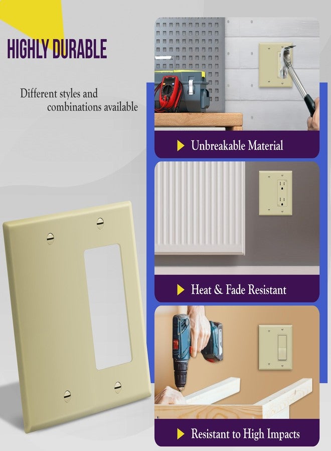 ENERLITES غطاء مفتاح إضاءة مزدوج من إنرلايتس، مقاس قياسي، 4.5 بوصة × 4.57 بوصة، مصنوع من البولي كربونات الحراري، معتمد من UL، 880131-I، لون عاجي - Image 4