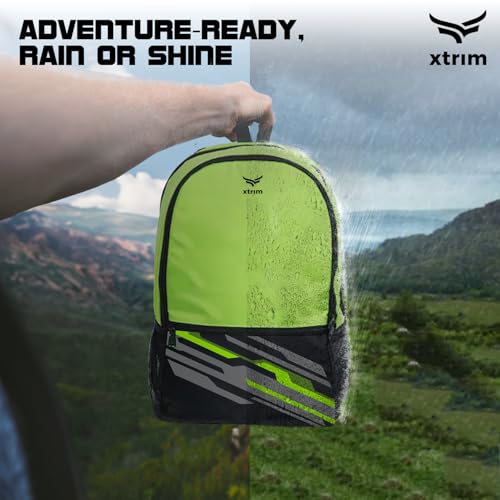 Xtrim 21 litres Backpack for Men & Women, Backpack for Boys & Girls, Water-Resistant, Quick Access Pockets, School Bag for Boys, Travel Bag for Men, (11” x 7.5” x 19.5”, Black & Neon Green) - Image 5