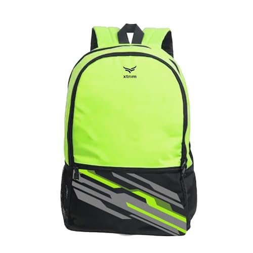 Xtrim 21 litres Backpack for Men & Women, Backpack for Boys & Girls, Water-Resistant, Quick Access Pockets, School Bag for Boys, Travel Bag for Men, (11” x 7.5” x 19.5”, Black & Neon Green) - Image 1