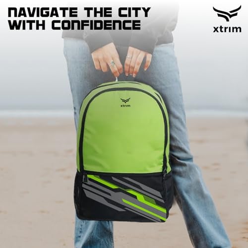 Xtrim 21 litres Backpack for Men & Women, Backpack for Boys & Girls, Water-Resistant, Quick Access Pockets, School Bag for Boys, Travel Bag for Men, (11” x 7.5” x 19.5”, Black & Neon Green) - Image 4