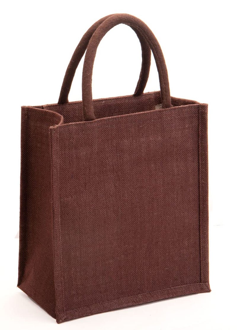 hb+ H&B Jute Lunch Bag for Men, Women, Girls - Travel Handbag With Zip Bottle Holder - Solid Colors - Image 1